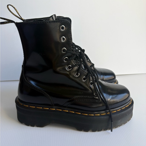 Dr. Martens Jadon Platform Leather Women's Boot - Black Polished Size 6 - Picture 9 of 16